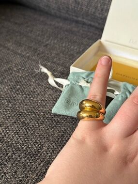 18ct Gold Plated Double Dome Statement Ring - Women Jewelry